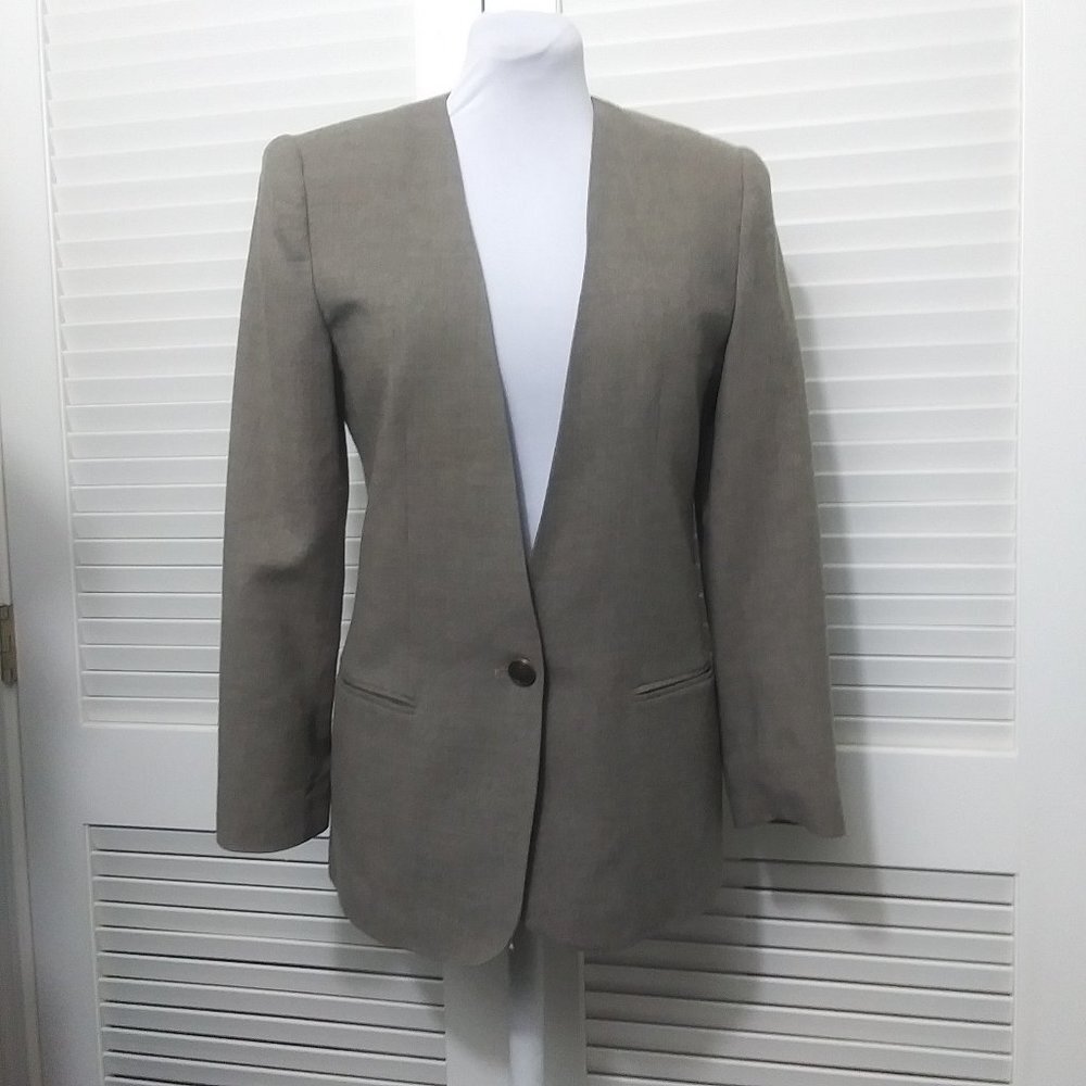 Brown‎ 100% Merino Wool Lined One Button Blazer Unbranded Classic